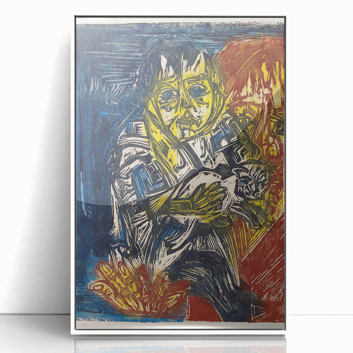 Expressionist Woman and Child – Vibrant Figurative Wall Art