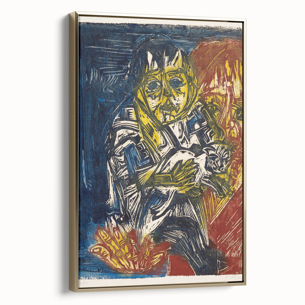 Expressionist Woman and Child – Vibrant Figurative Wall Art