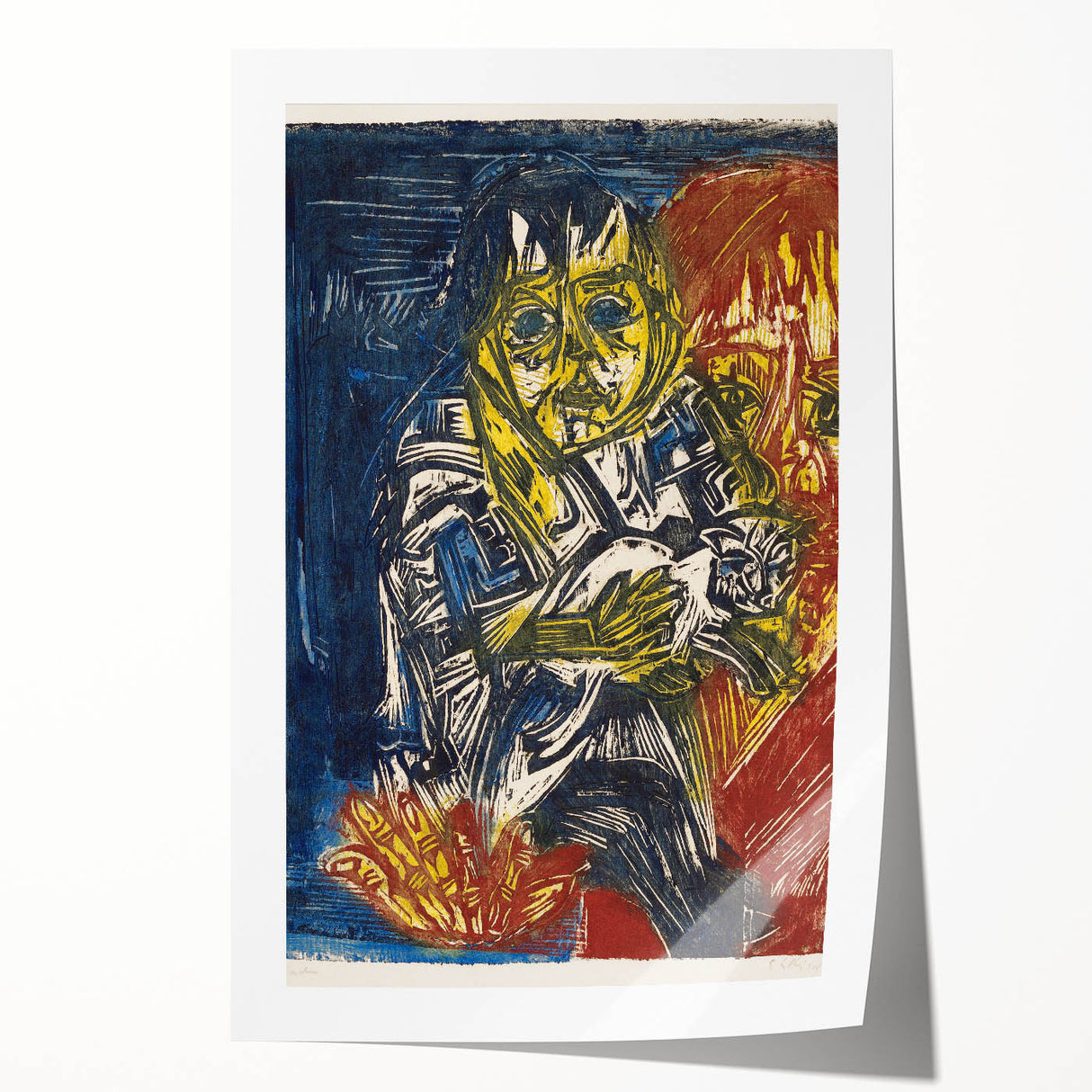 Expressionist Woman and Child – Vibrant Figurative Wall Art