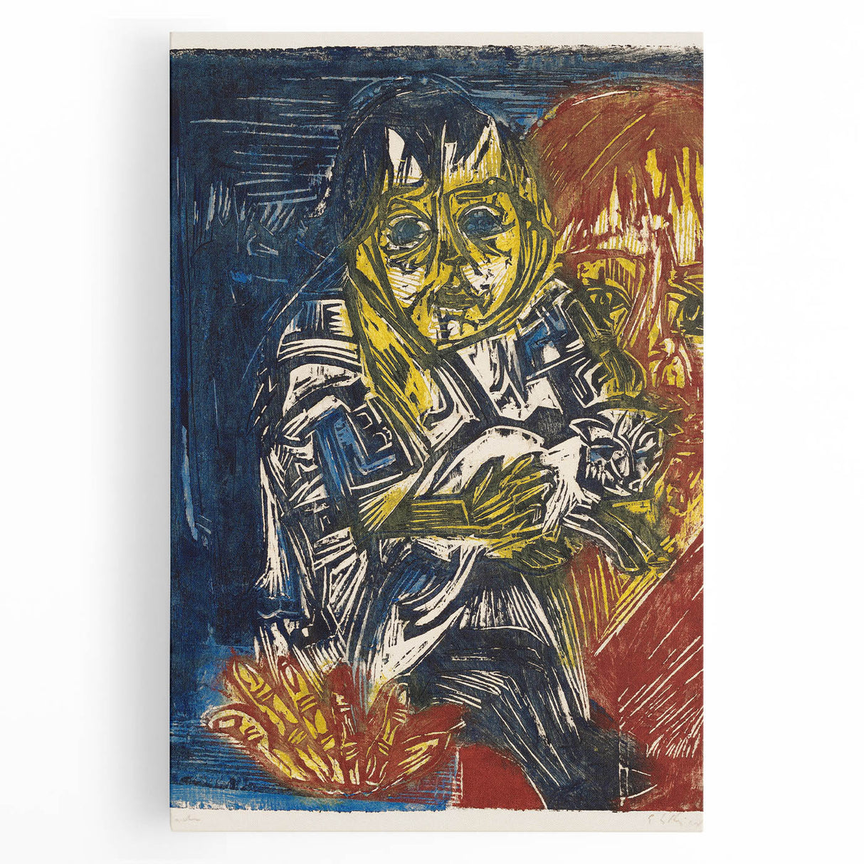 Expressionist Woman and Child – Vibrant Figurative Wall Art