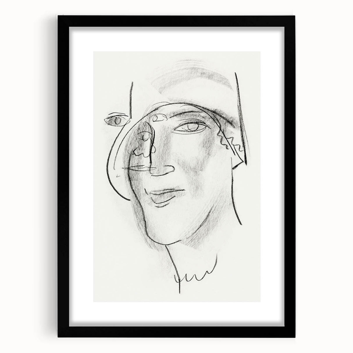 Expressionist Art - "Woman's Head and Face" by Leo Gestel - Charcoal Abstract