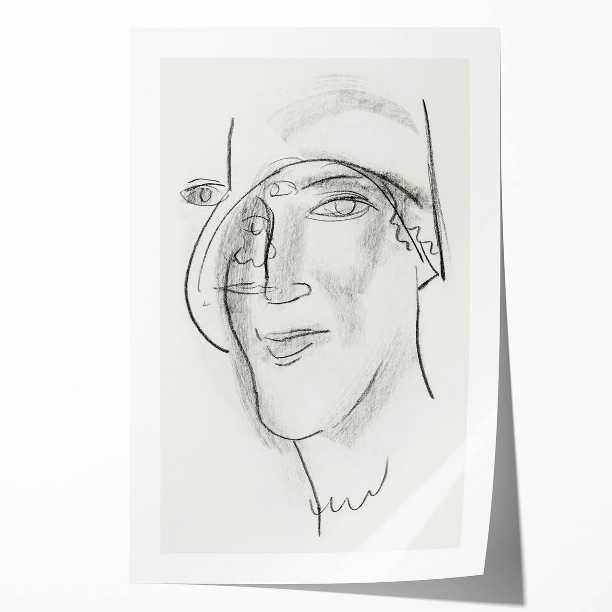 Expressionist Art - "Woman's Head and Face" by Leo Gestel - Charcoal Abstract