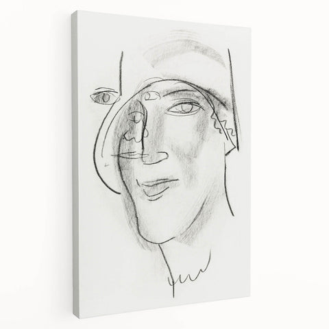 Expressionist Art - "Woman's Head and Face" by Leo Gestel - Charcoal Abstract