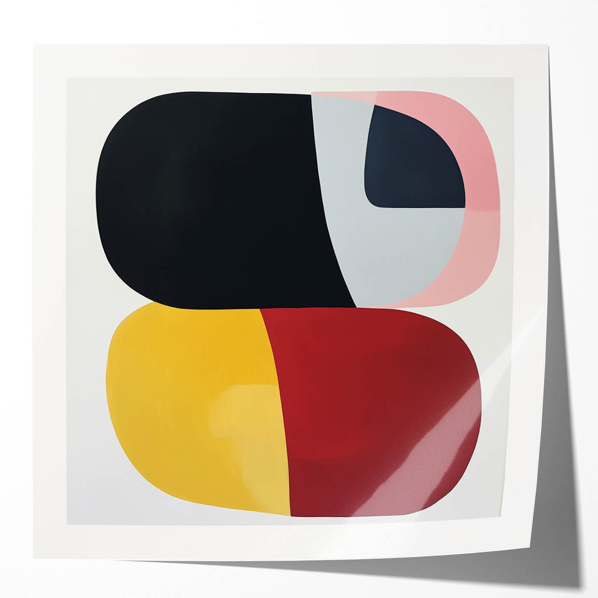 Abstract Art Prints – Bold Modern Color Blocks in Red and Yellow