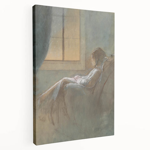 Old Woman Sitting - Romanticism Art by László Mednyánszky