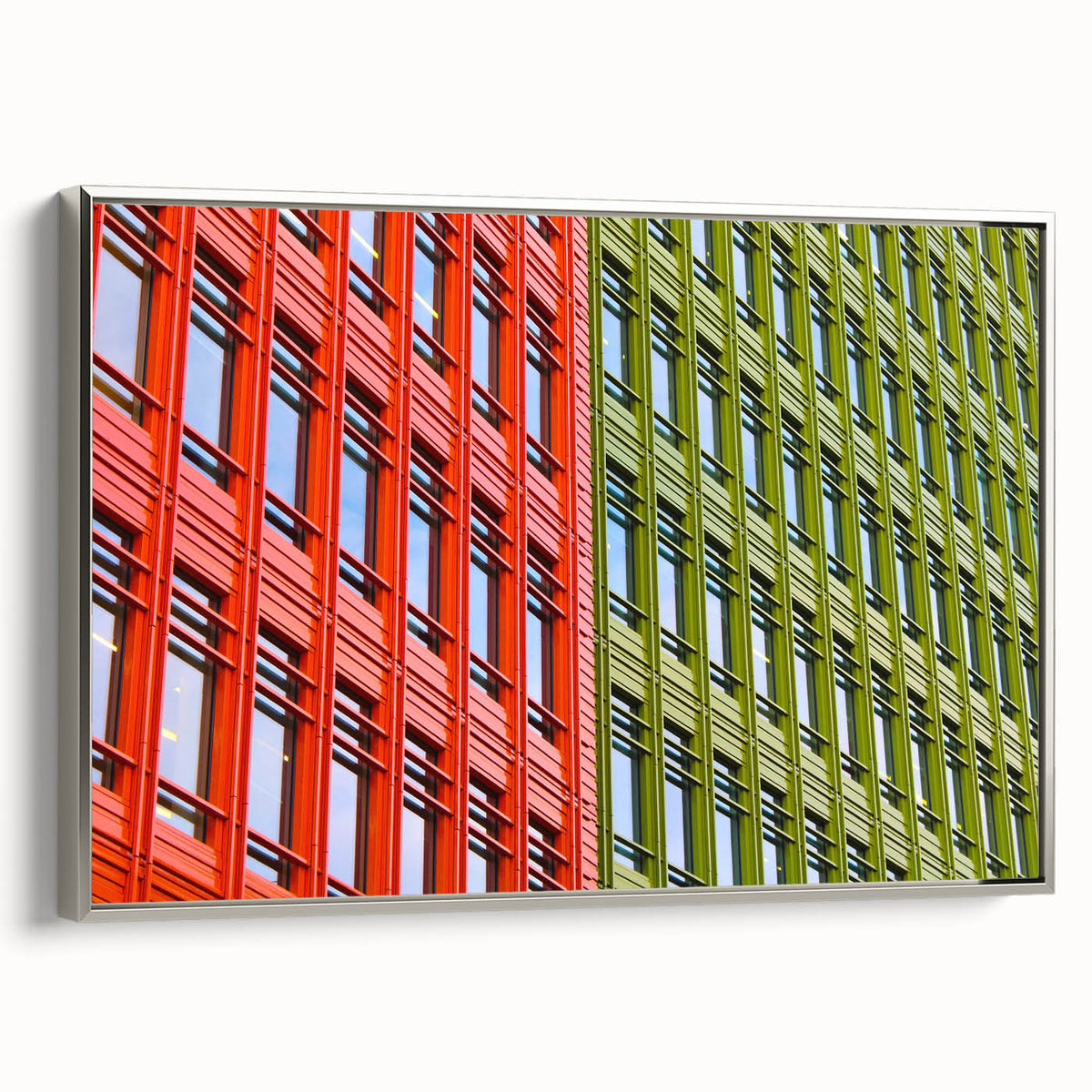 Landscape art painting of London, featuring colorful elements on black canvas, in a silver frame, ideal for office decor.