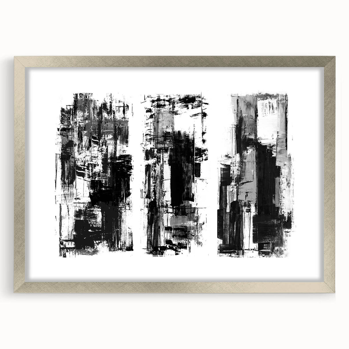 Black and White Abstract Triptych Wall Art – Framed & Canvas