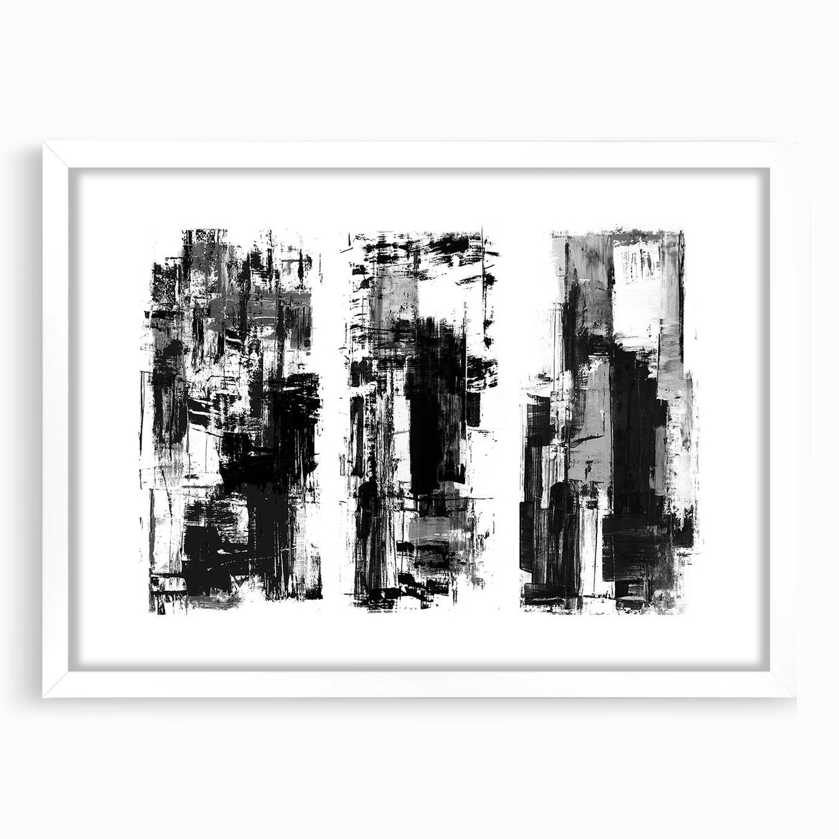 Black and White Abstract Triptych Wall Art – Framed & Canvas