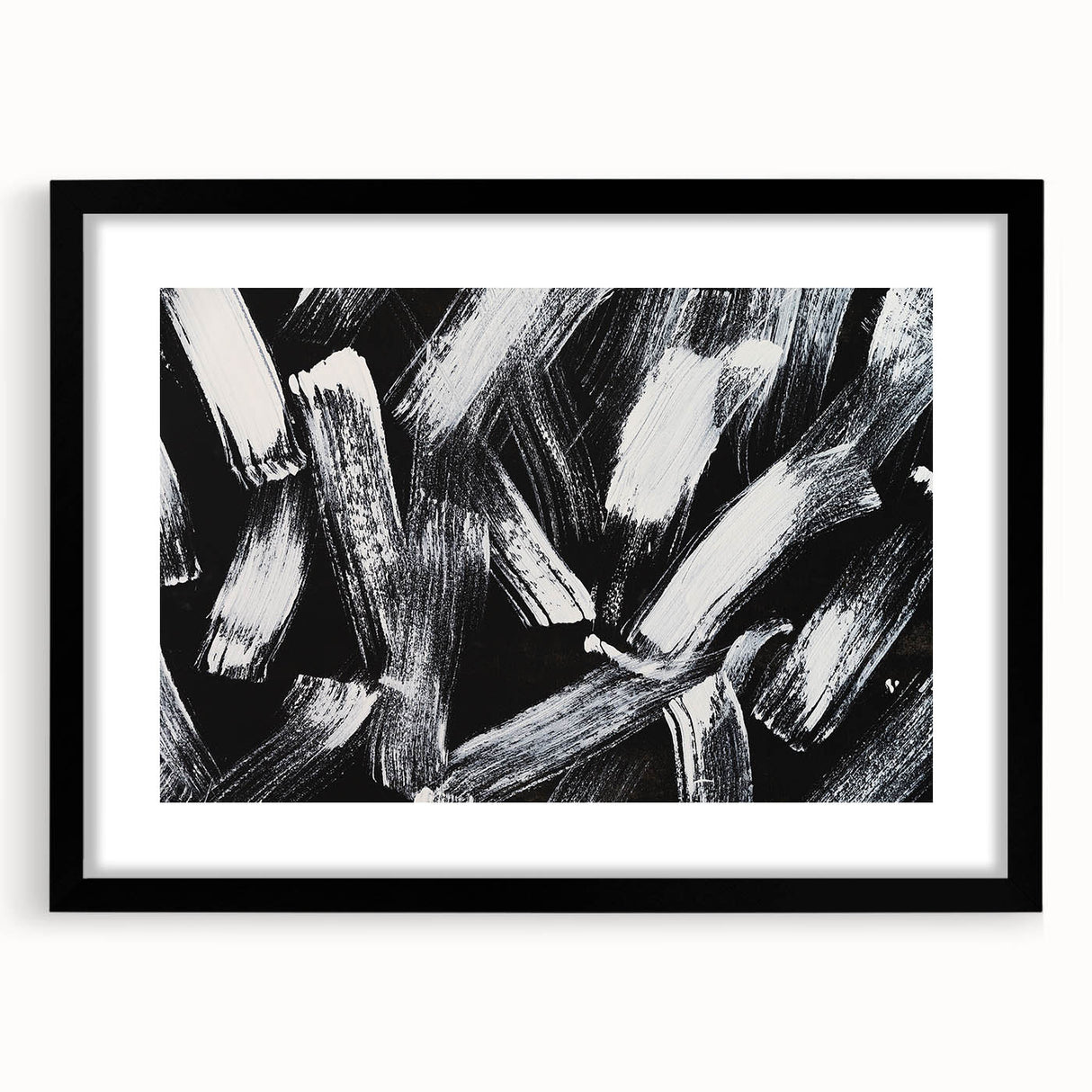 Bold Black and White Brushstroke Wall Art – Framed & Canvas