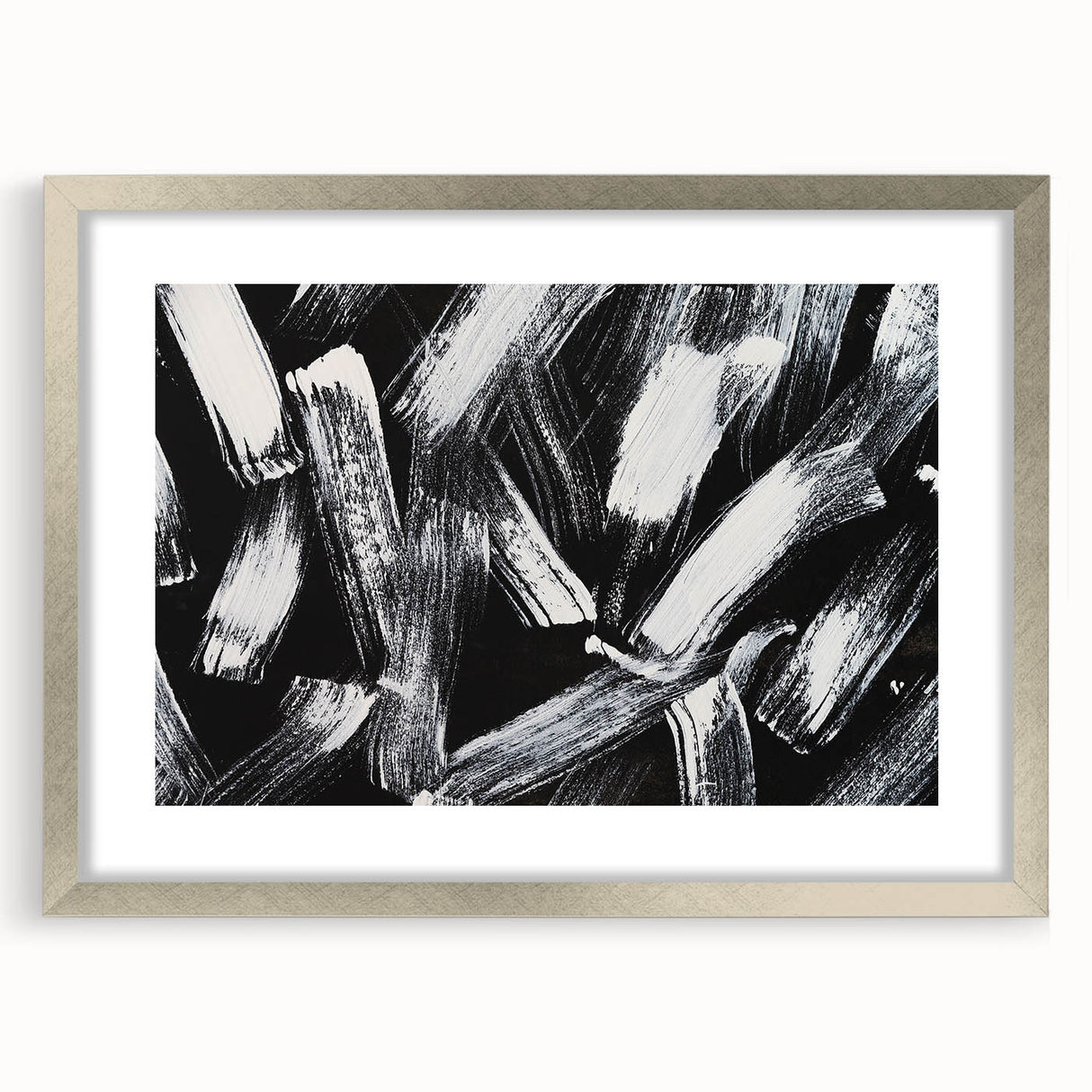 Bold Black and White Brushstroke Wall Art – Framed & Canvas