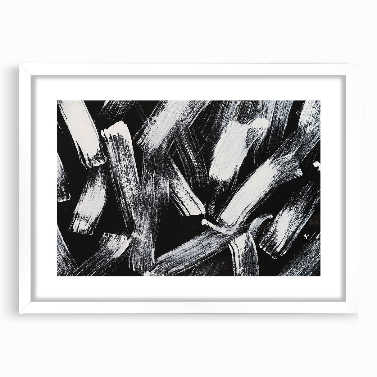 Bold Black and White Brushstroke Wall Art – Framed & Canvas