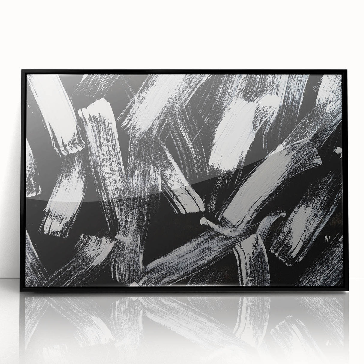 Bold Black and White Brushstroke Wall Art – Framed & Canvas