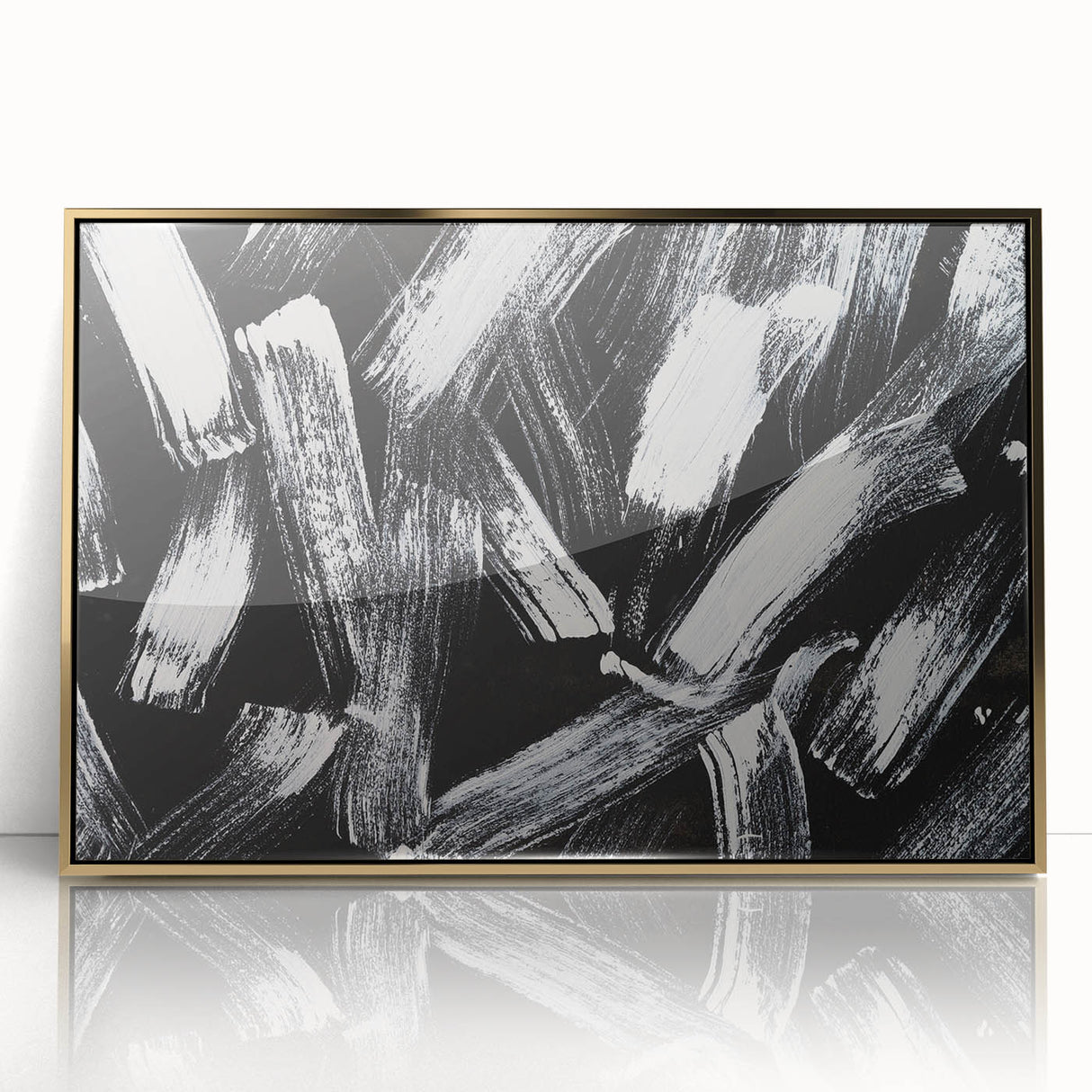 Bold Black and White Brushstroke Wall Art – Framed & Canvas