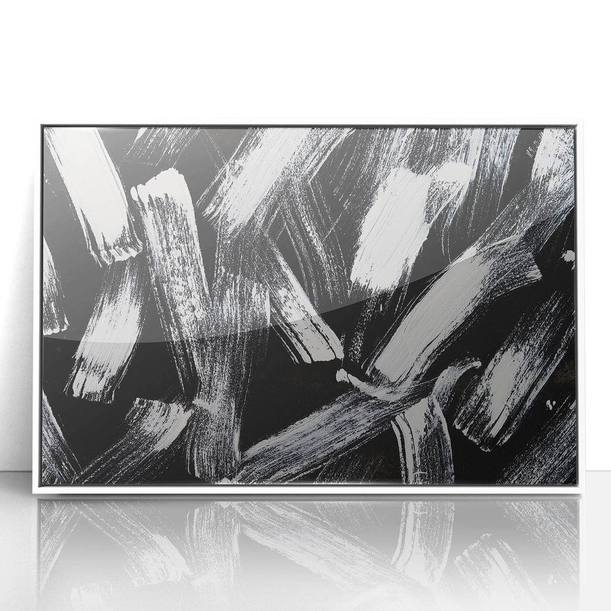 Bold Black and White Brushstroke Wall Art – Framed & Canvas
