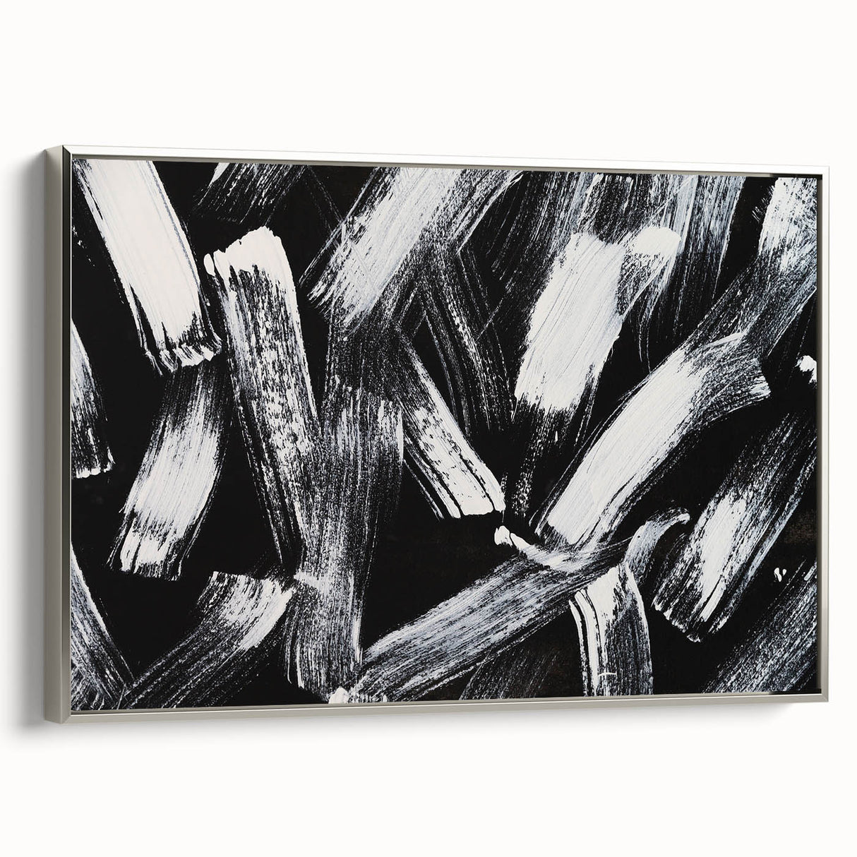Bold Black and White Brushstroke Wall Art – Framed & Canvas