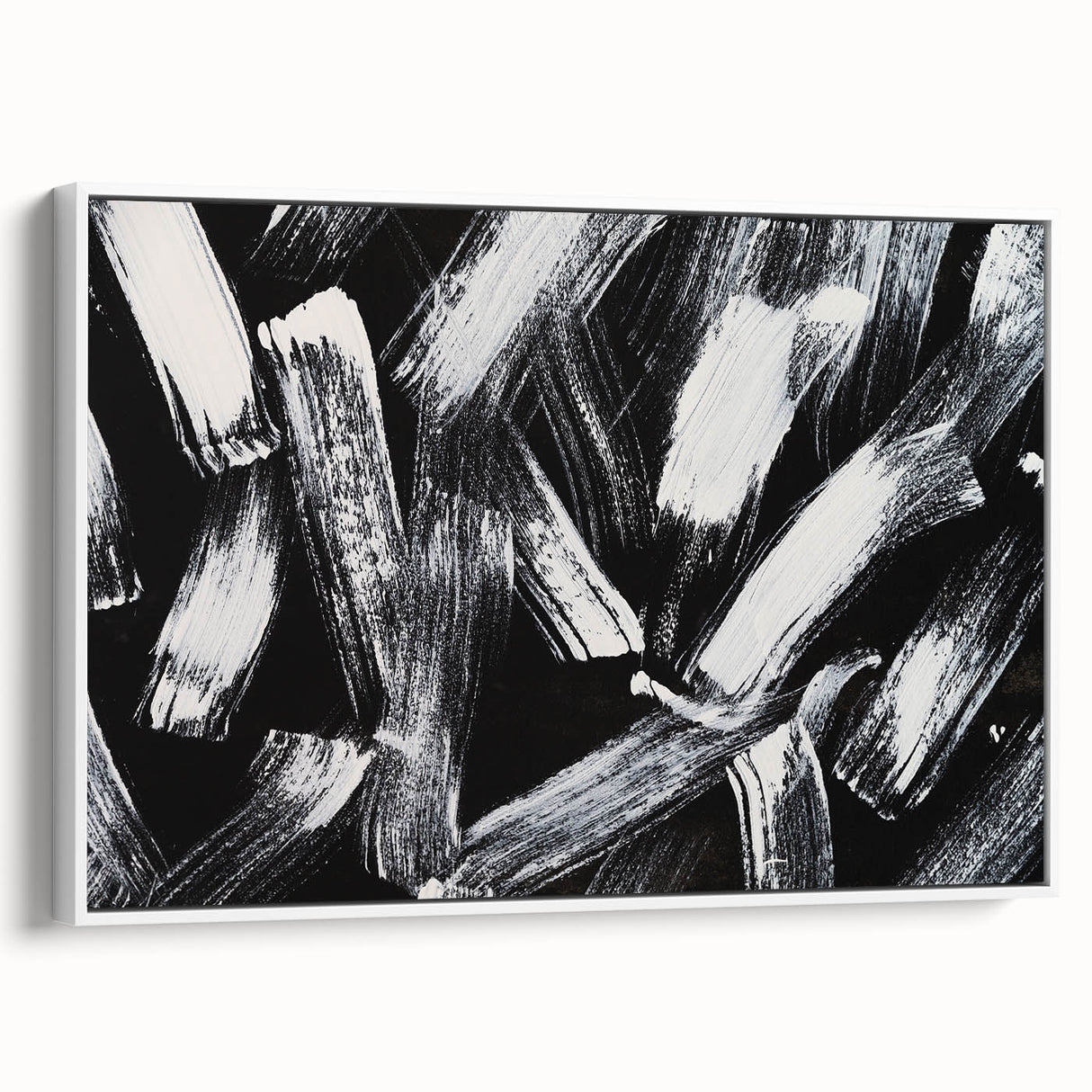 Bold Black and White Brushstroke Wall Art – Framed & Canvas