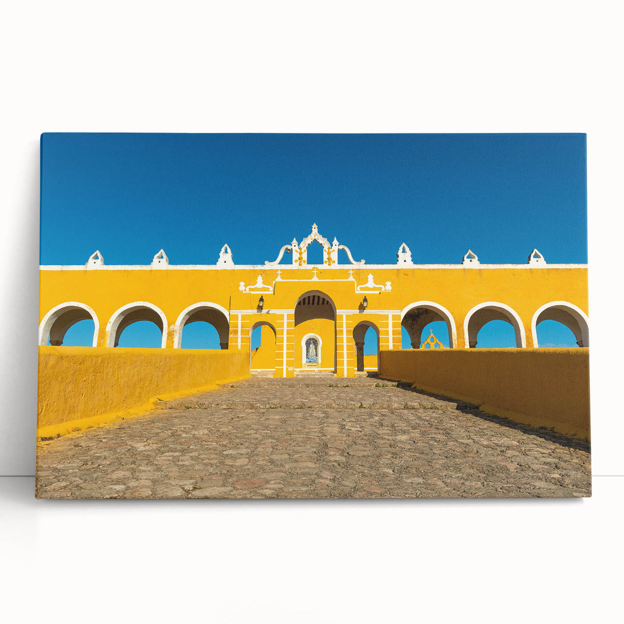 Black and white photo of Yucatan scenery on a stretched canvas, ideal for kitchen wall art or bedroom ambiance.