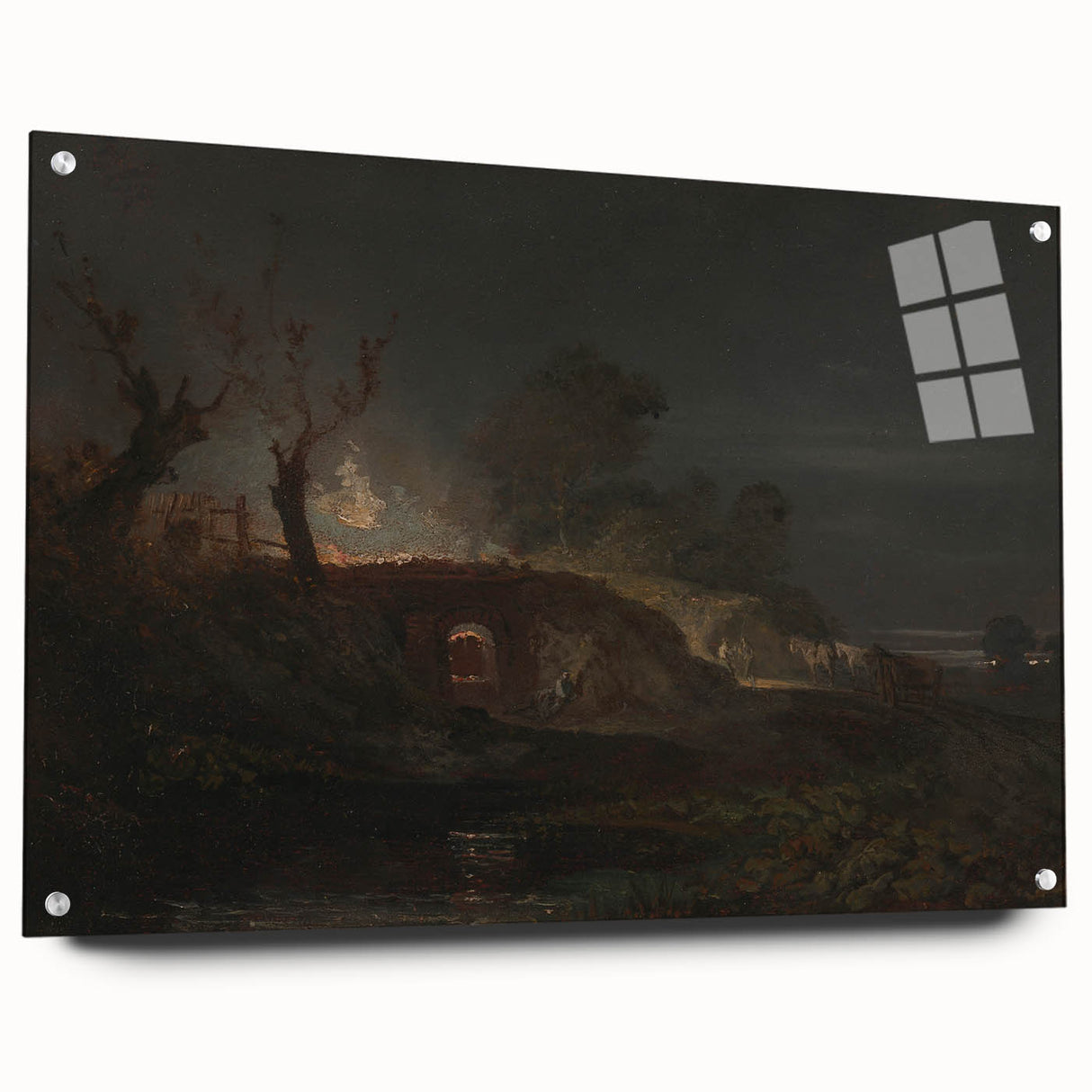Romanticism Art: "Limekiln at Coalbrookdale" Landscape Canvas Print