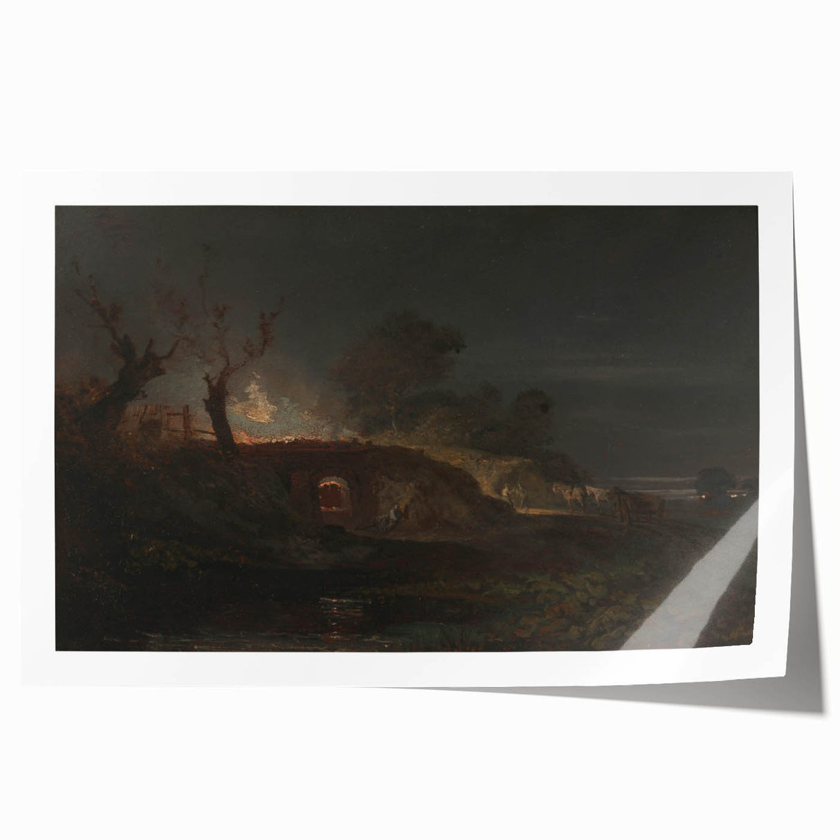 Romanticism Art: "Limekiln at Coalbrookdale" Landscape Canvas Print