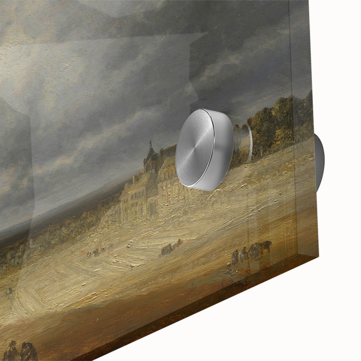 Romanticism Art: "Plowed Field and Village" Landscape Canvas Print