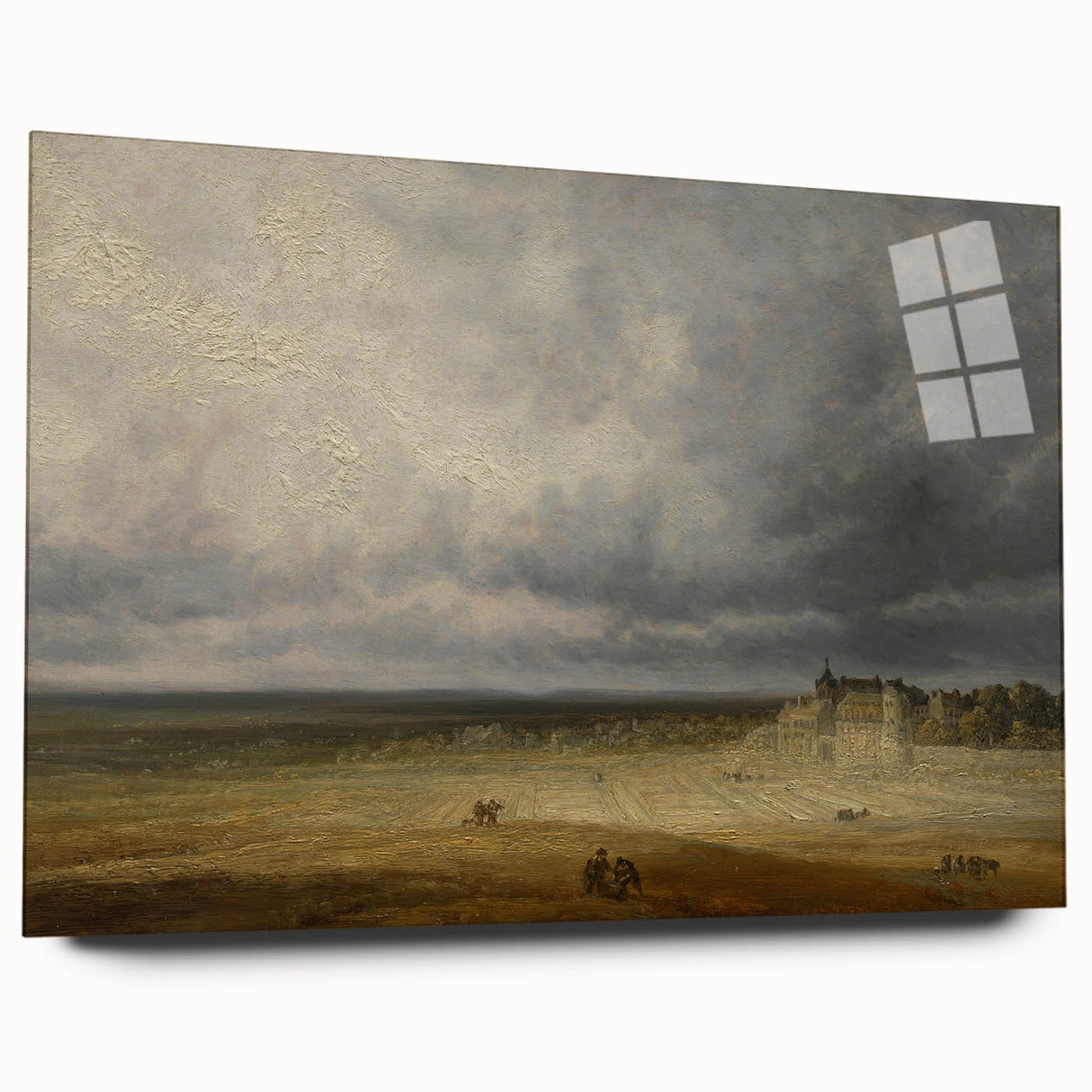 Romanticism Art: "Plowed Field and Village" Landscape Canvas Print