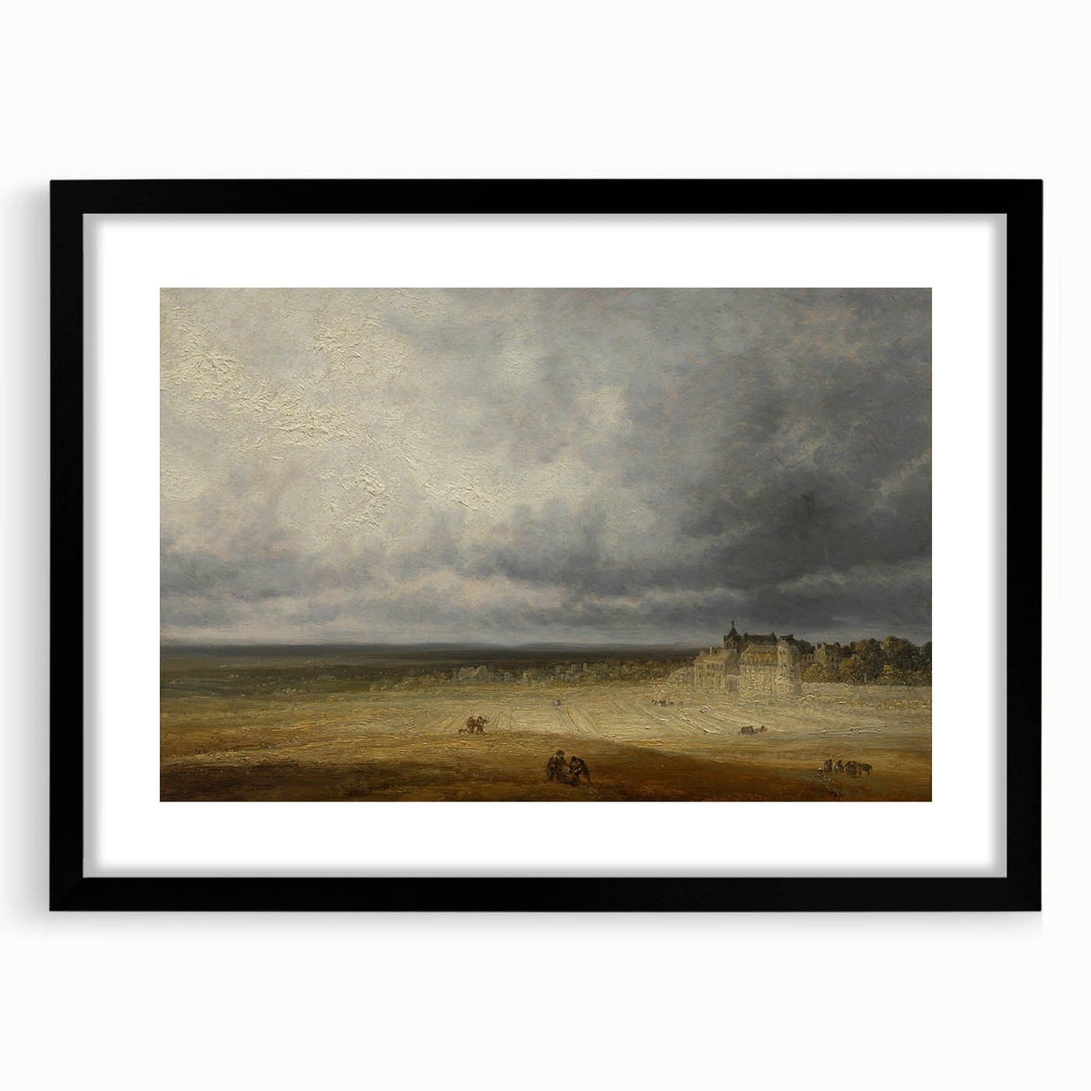 Romanticism Art: "Plowed Field and Village" Landscape Canvas Print