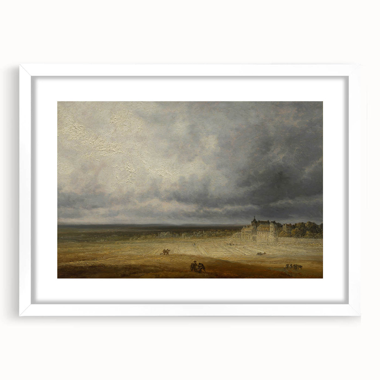 Romanticism Art: "Plowed Field and Village" Landscape Canvas Print