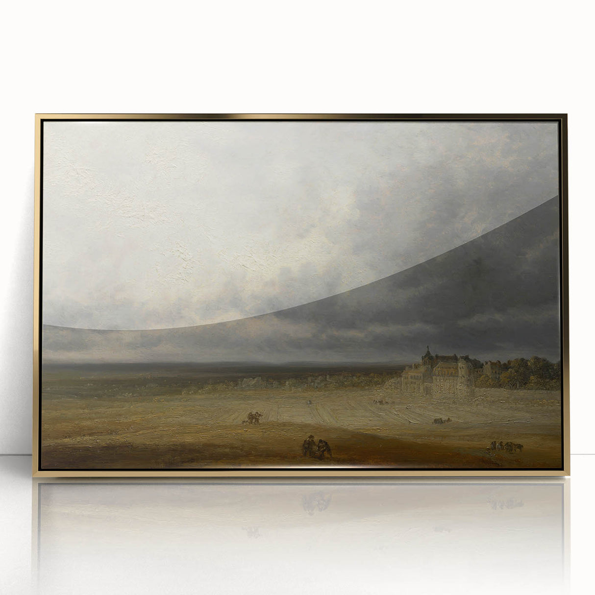 Romanticism Art: "Plowed Field and Village" Landscape Canvas Print