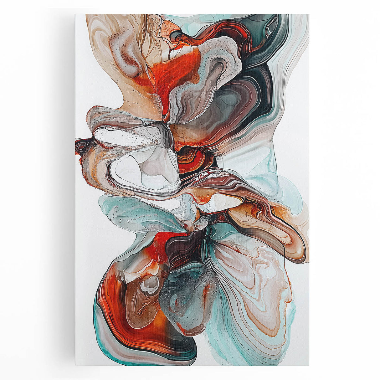 Abstract minimalist stretched canvas artwork showcasing vibrant geometric shapes in a soothing color palette, perfect for modern home decor and artistic expression.