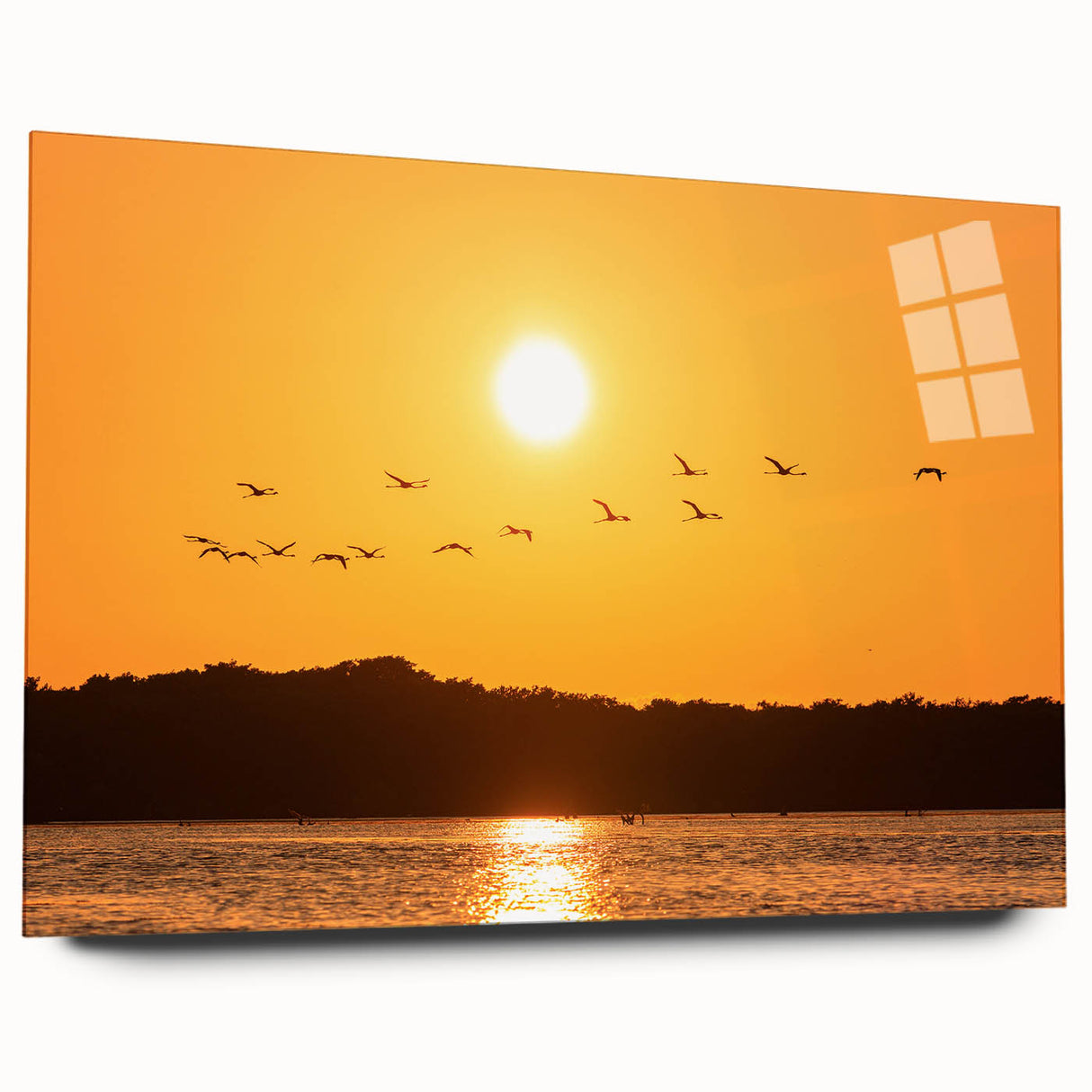 Large abstract wall art depicting Yucatan scenery in muted earth tones on acrylic glass.