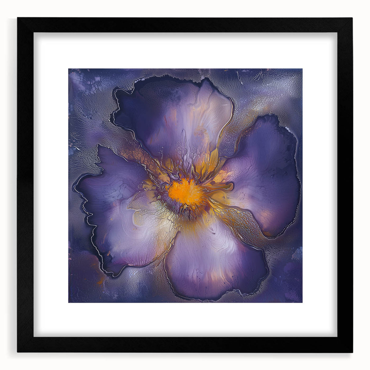 Abstract minimalist wall art framed in black with a white mat, showcasing a modern design that adds elegance to any home or office decor.