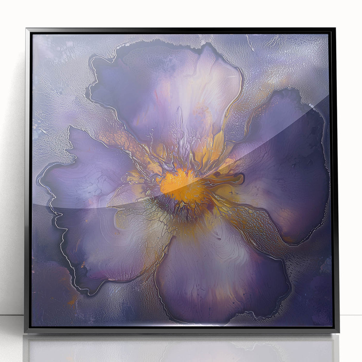 Framed acrylic artwork featuring a minimalist abstract design with black and white tones, showcasing modern aesthetics perfect for contemporary home decor. Ideal for enhancing living spaces with a stylish touch.