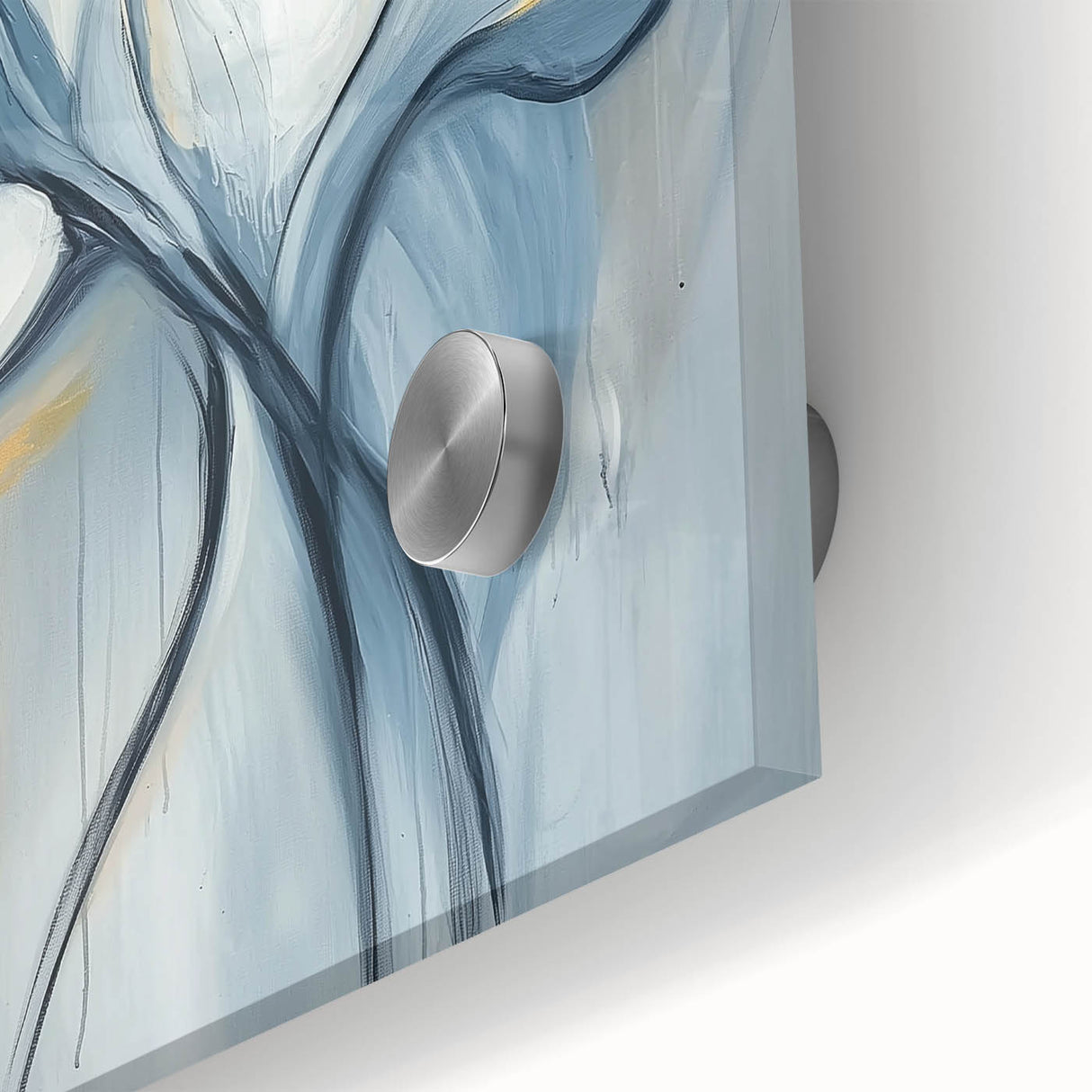 Abstract minimalist acrylic glass artwork showcasing a vibrant blend of colors with geometric shapes. Ideal for modern home decor, adding a stylish touch to any room.