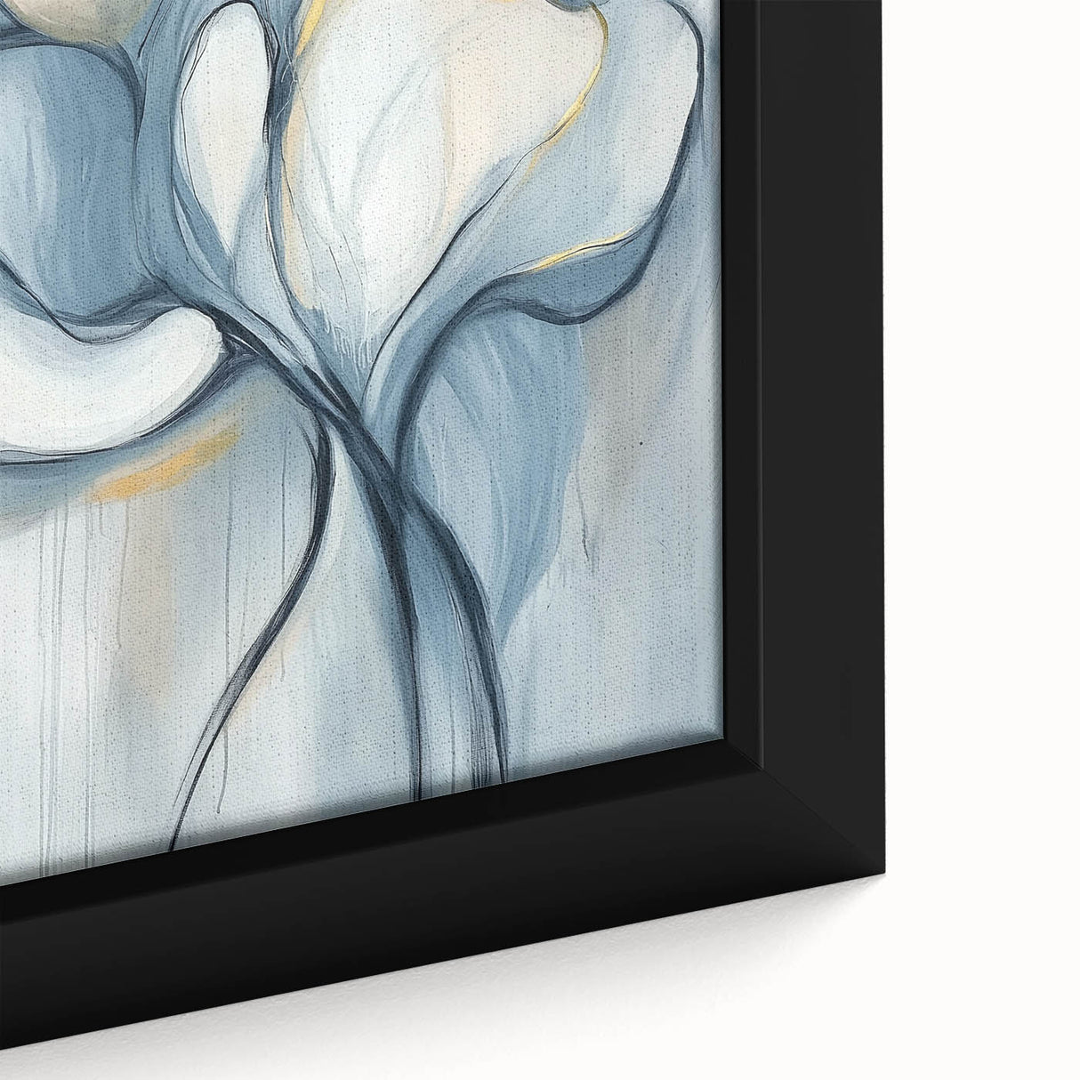 Close-up view of a minimalist abstract framed canvas featuring soft pastel colors and geometric shapes, designed to enhance modern home decor aesthetics.