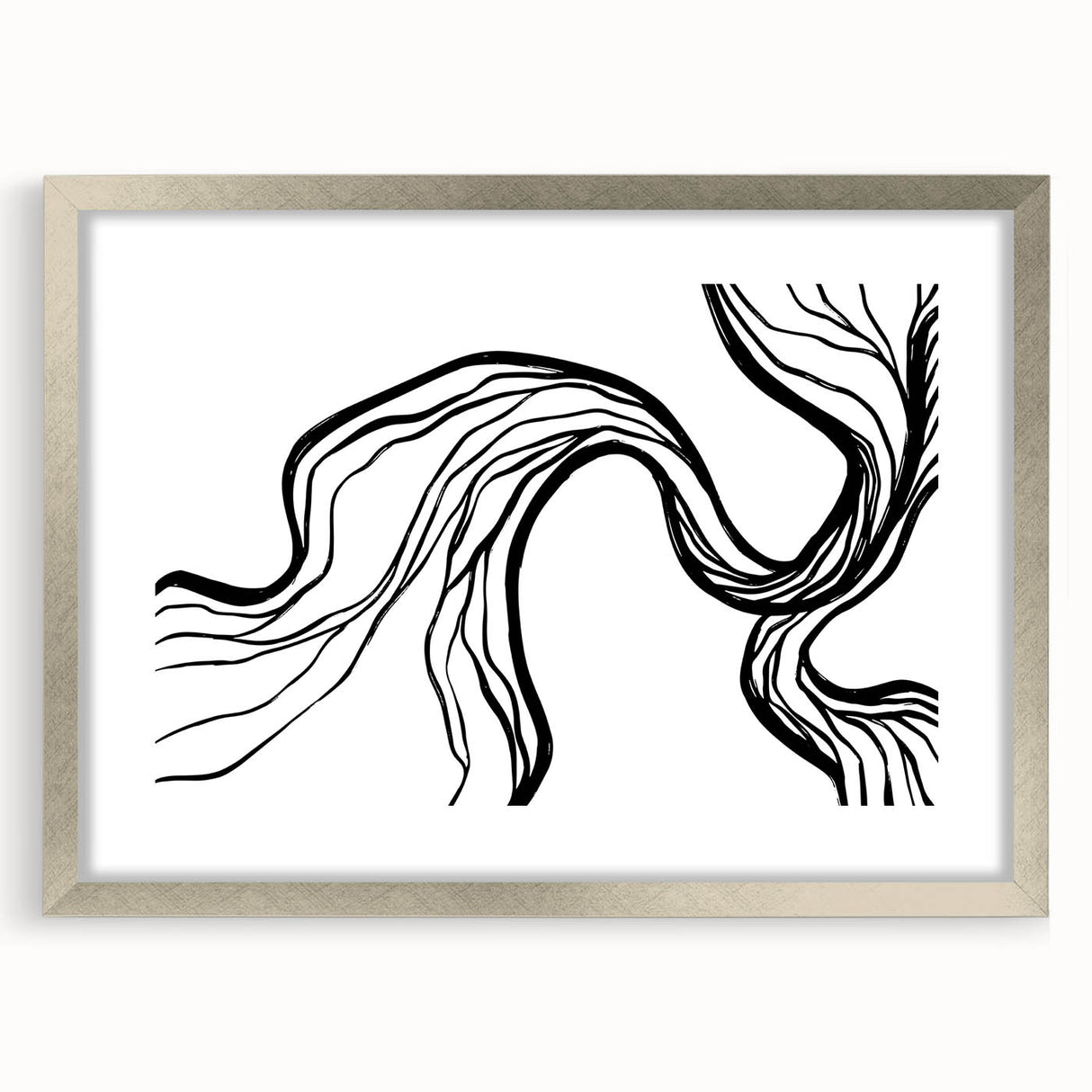 Dining Room Wall Art - Abstract Black and White Flow Design