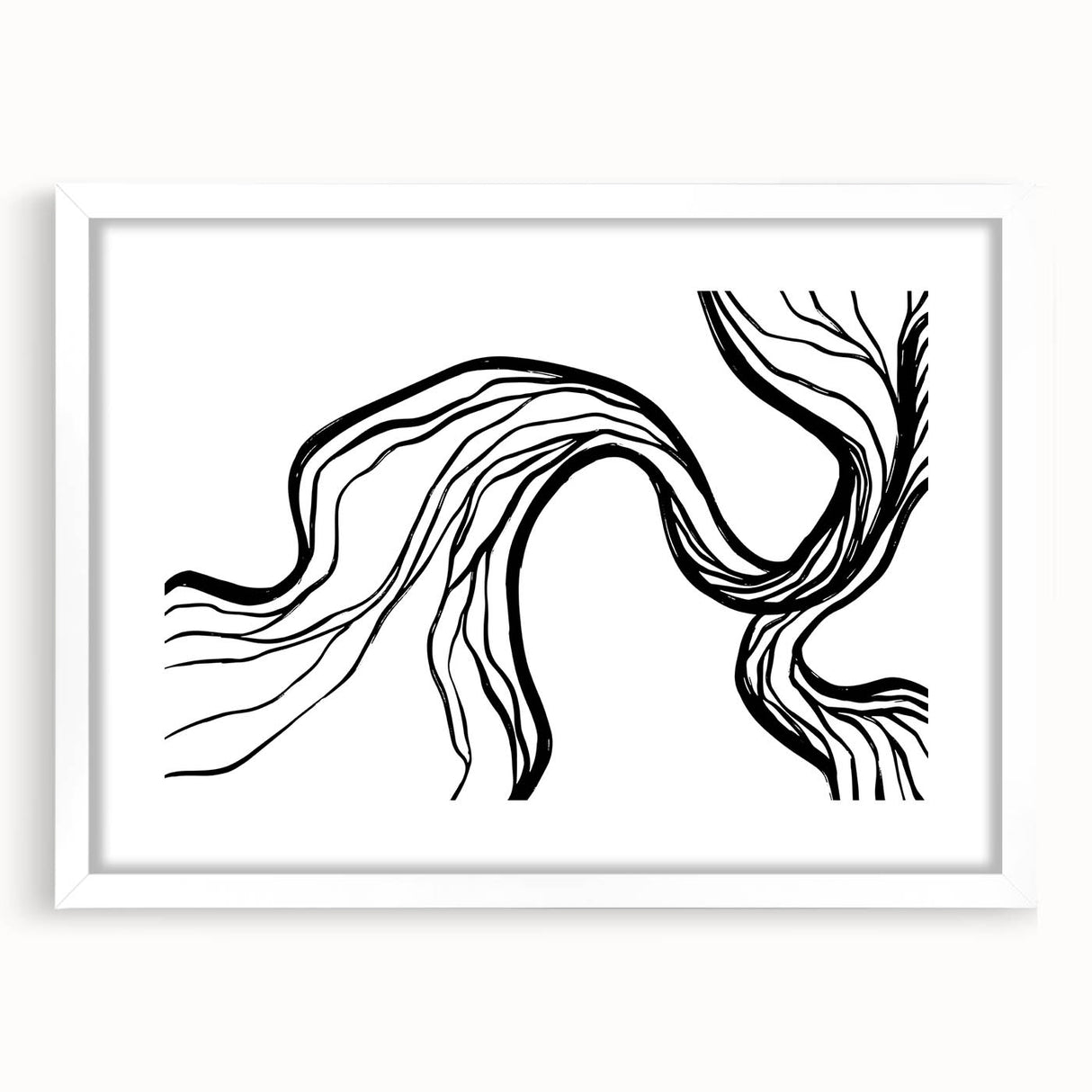 Dining Room Wall Art - Abstract Black and White Flow Design