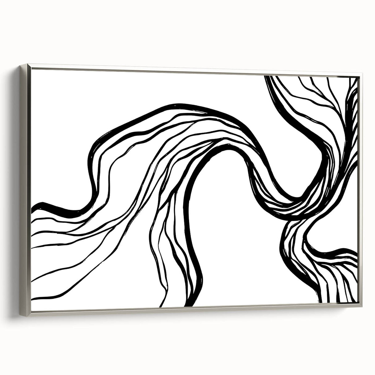 Dining Room Wall Art - Abstract Black and White Flow Design