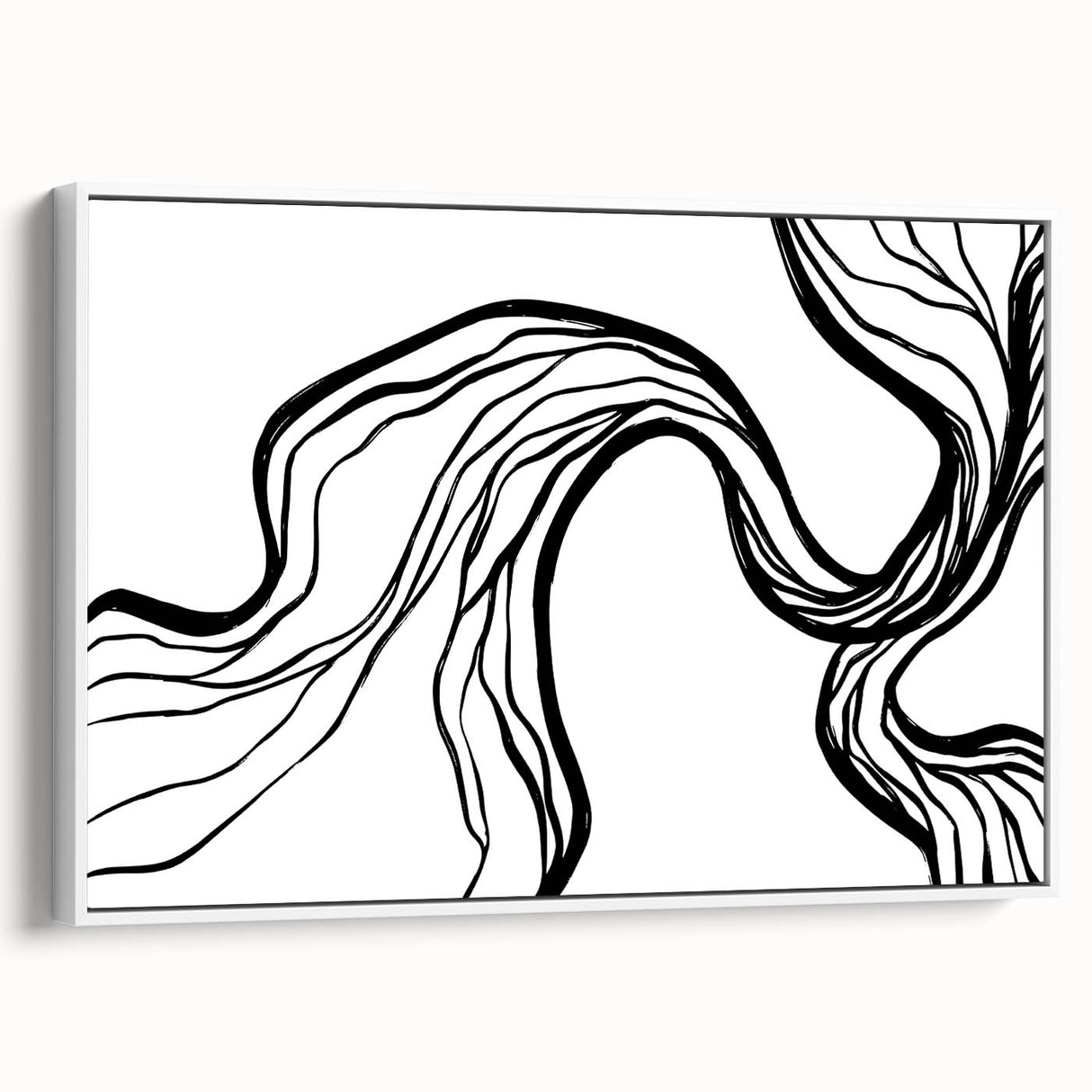 Dining Room Wall Art - Abstract Black and White Flow Design
