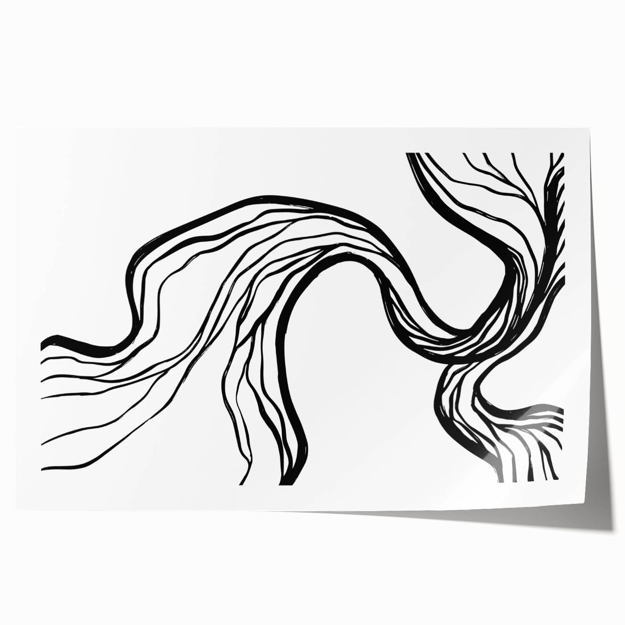 Dining Room Wall Art - Abstract Black and White Flow Design