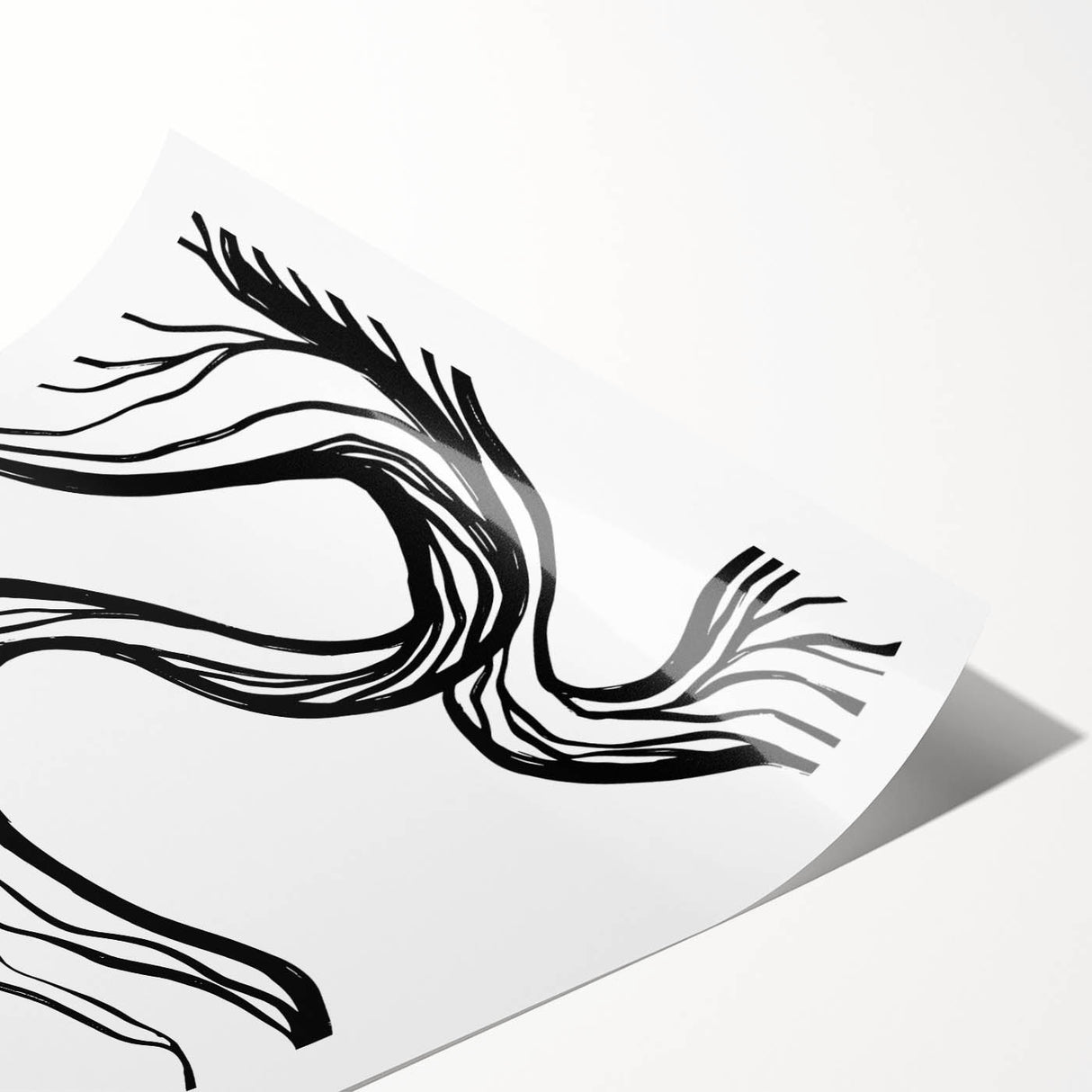 Dining Room Wall Art - Abstract Black and White Flow Design