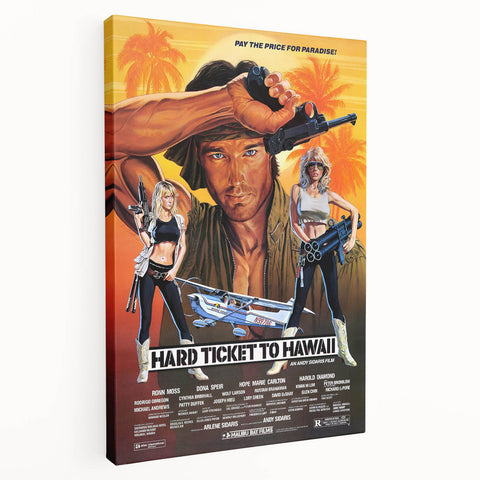 Retro Hard Ticket to Hawaii Poster Art - Vintage Action Movie Prints