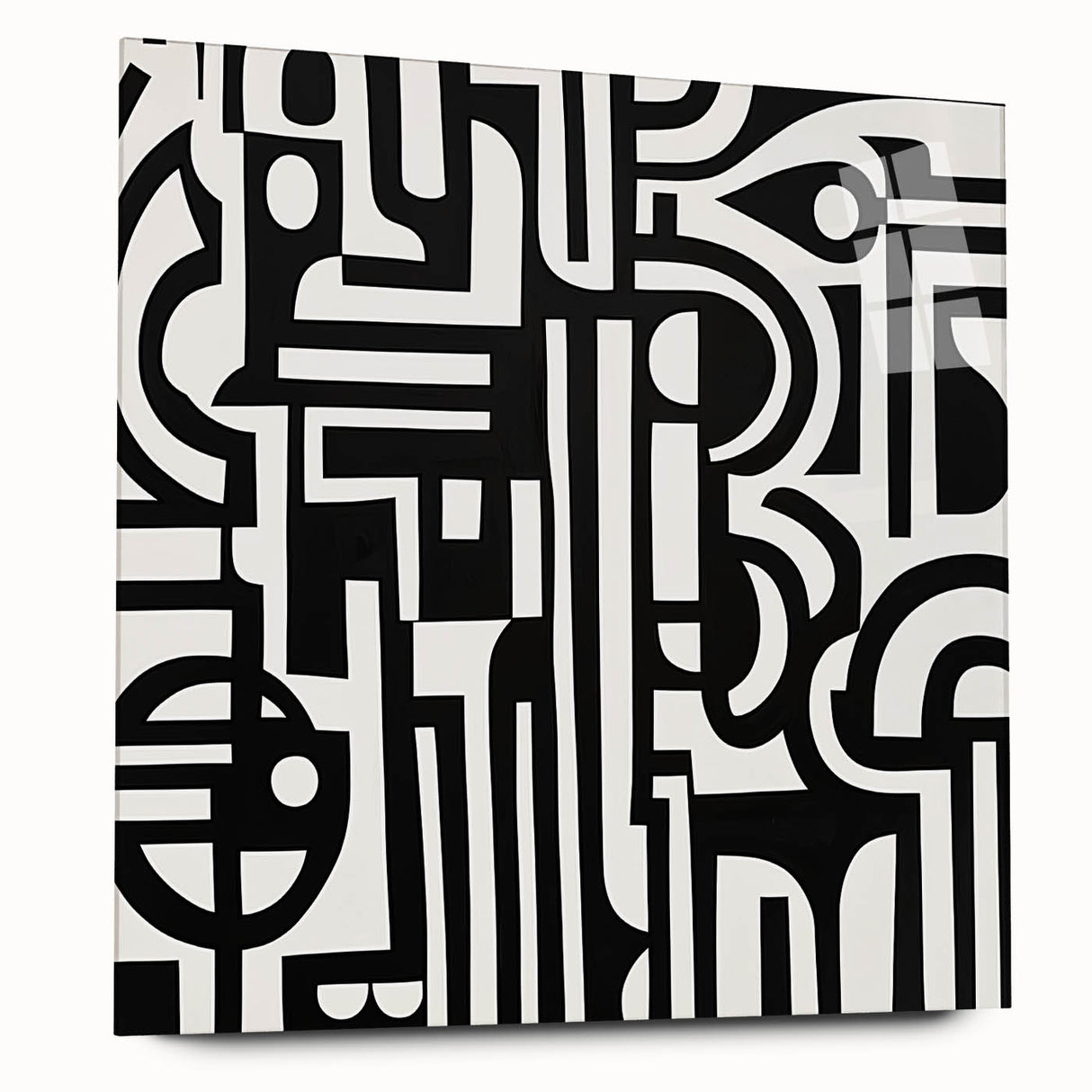 Black and White Bedroom Wall Art – Modern Abstract Canvas Print