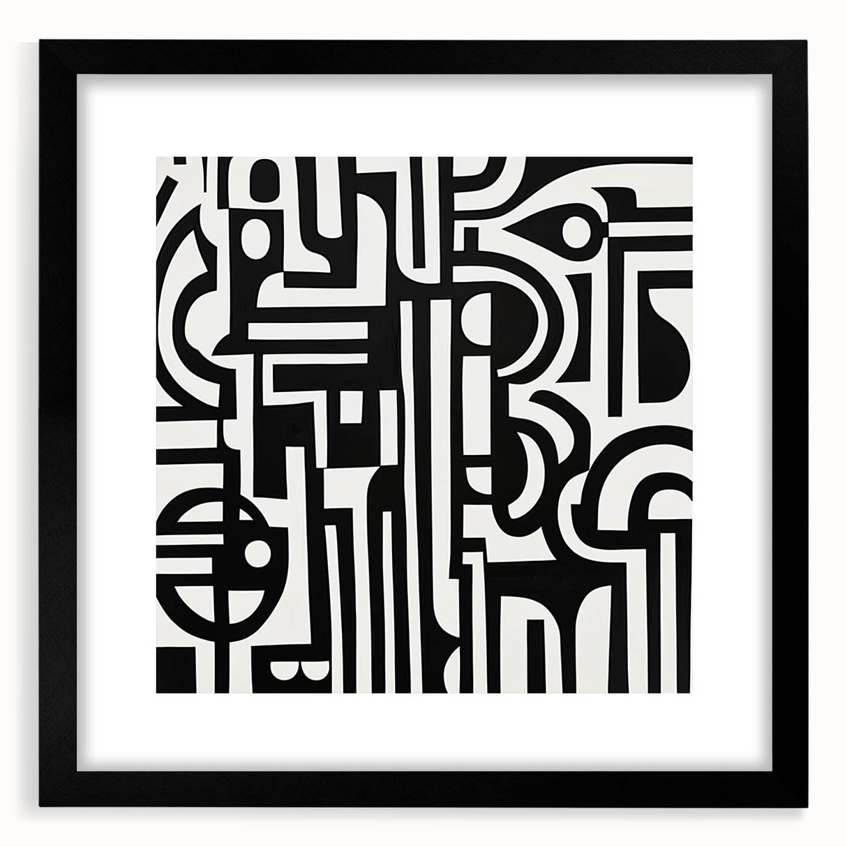 Black and White Bedroom Wall Art – Modern Abstract Canvas Print