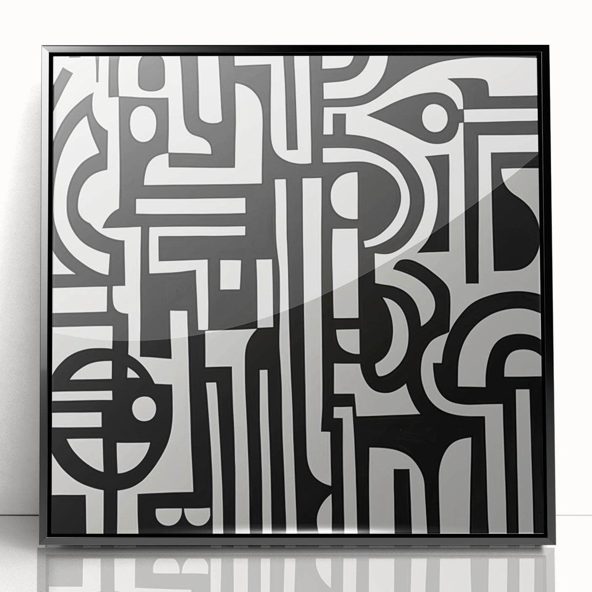 Black and White Bedroom Wall Art – Modern Abstract Canvas Print
