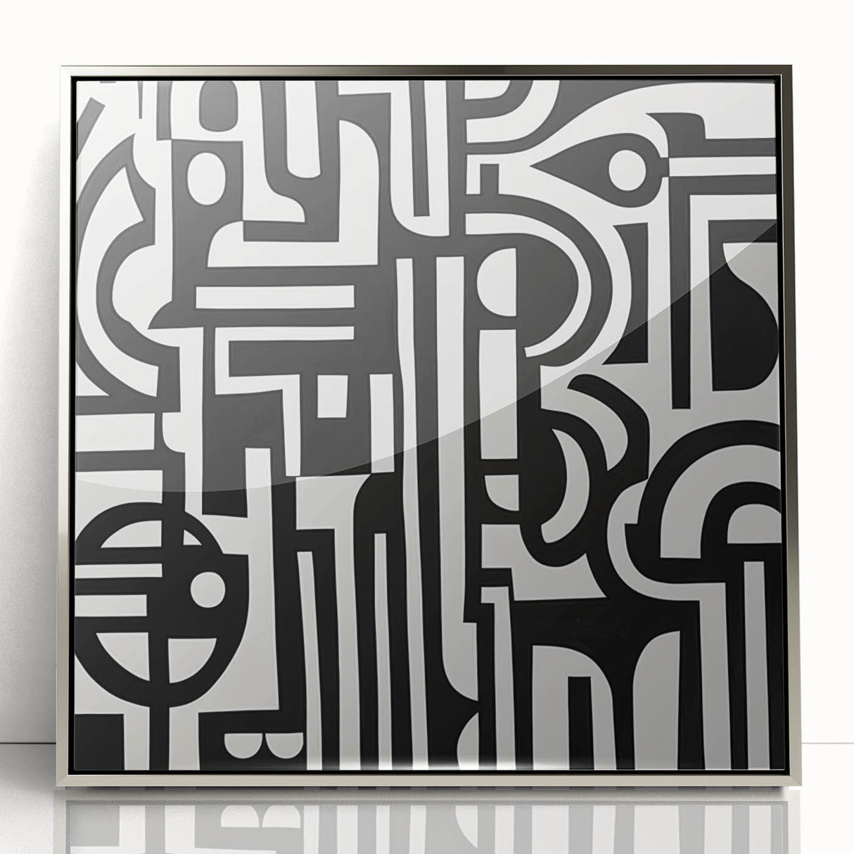 Black and White Bedroom Wall Art – Modern Abstract Canvas Print