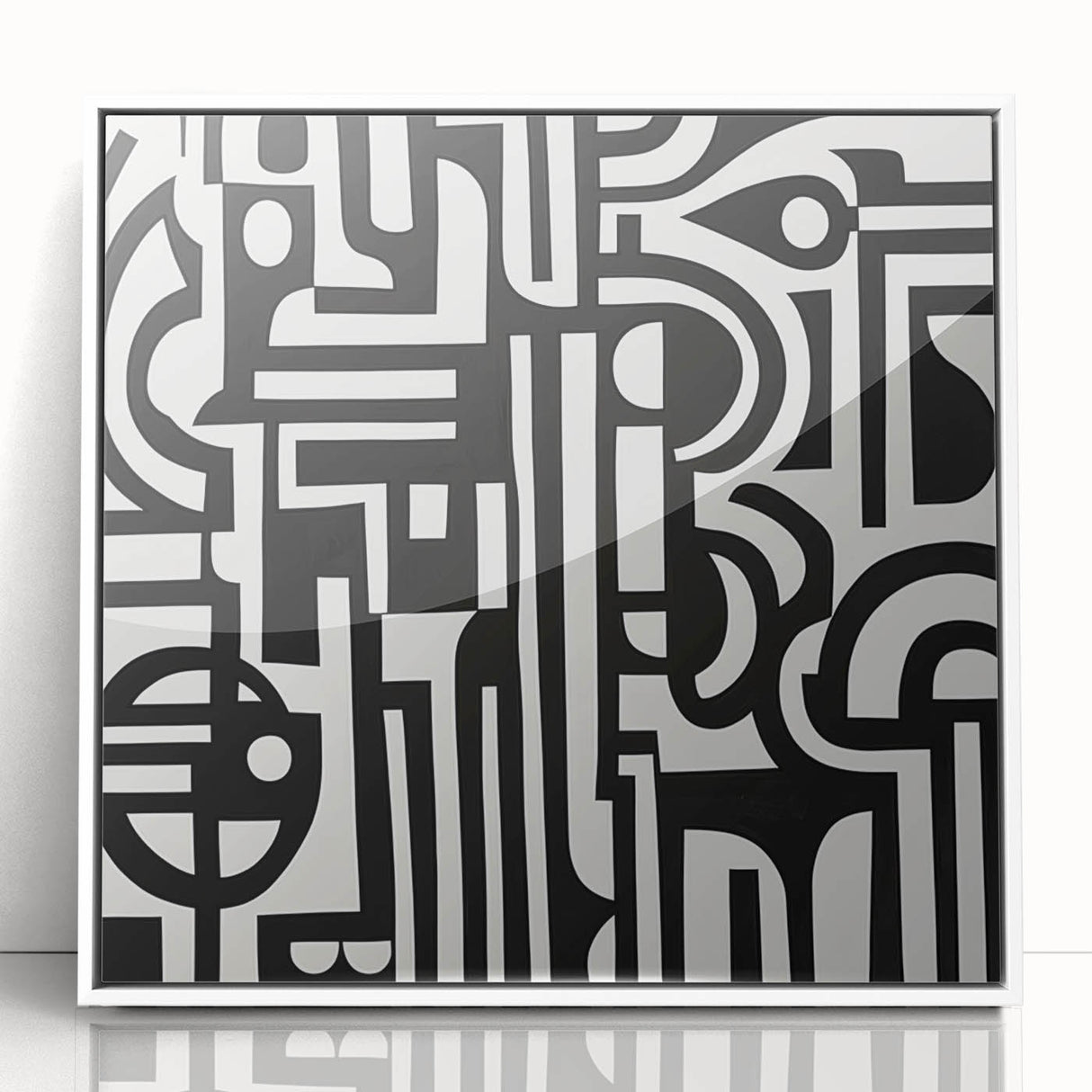 Black and White Bedroom Wall Art – Modern Abstract Canvas Print