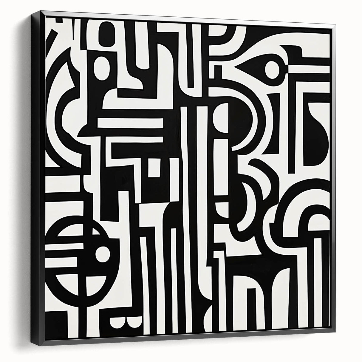 Black and White Bedroom Wall Art – Modern Abstract Canvas Print