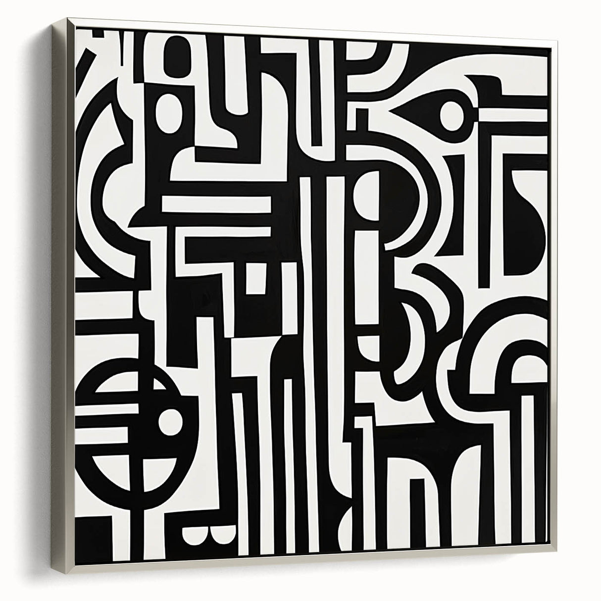 Black and White Bedroom Wall Art – Modern Abstract Canvas Print