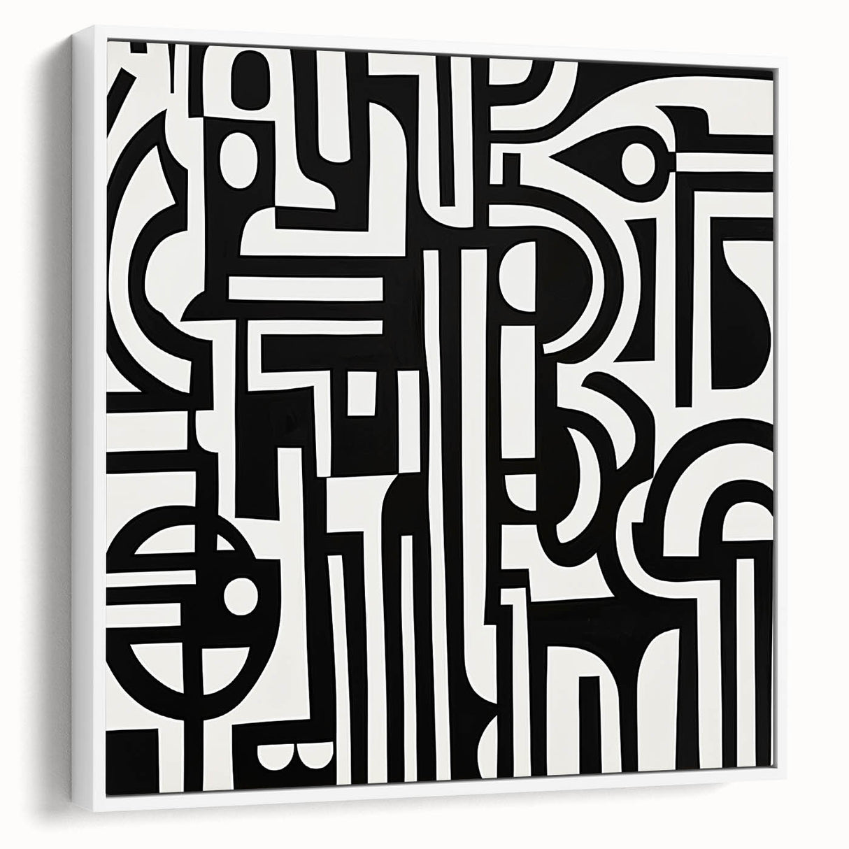 Black and White Bedroom Wall Art – Modern Abstract Canvas Print