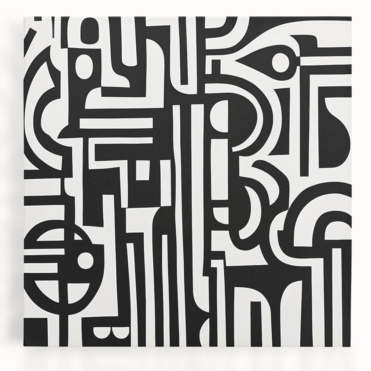 Black and White Bedroom Wall Art – Modern Abstract Canvas Print